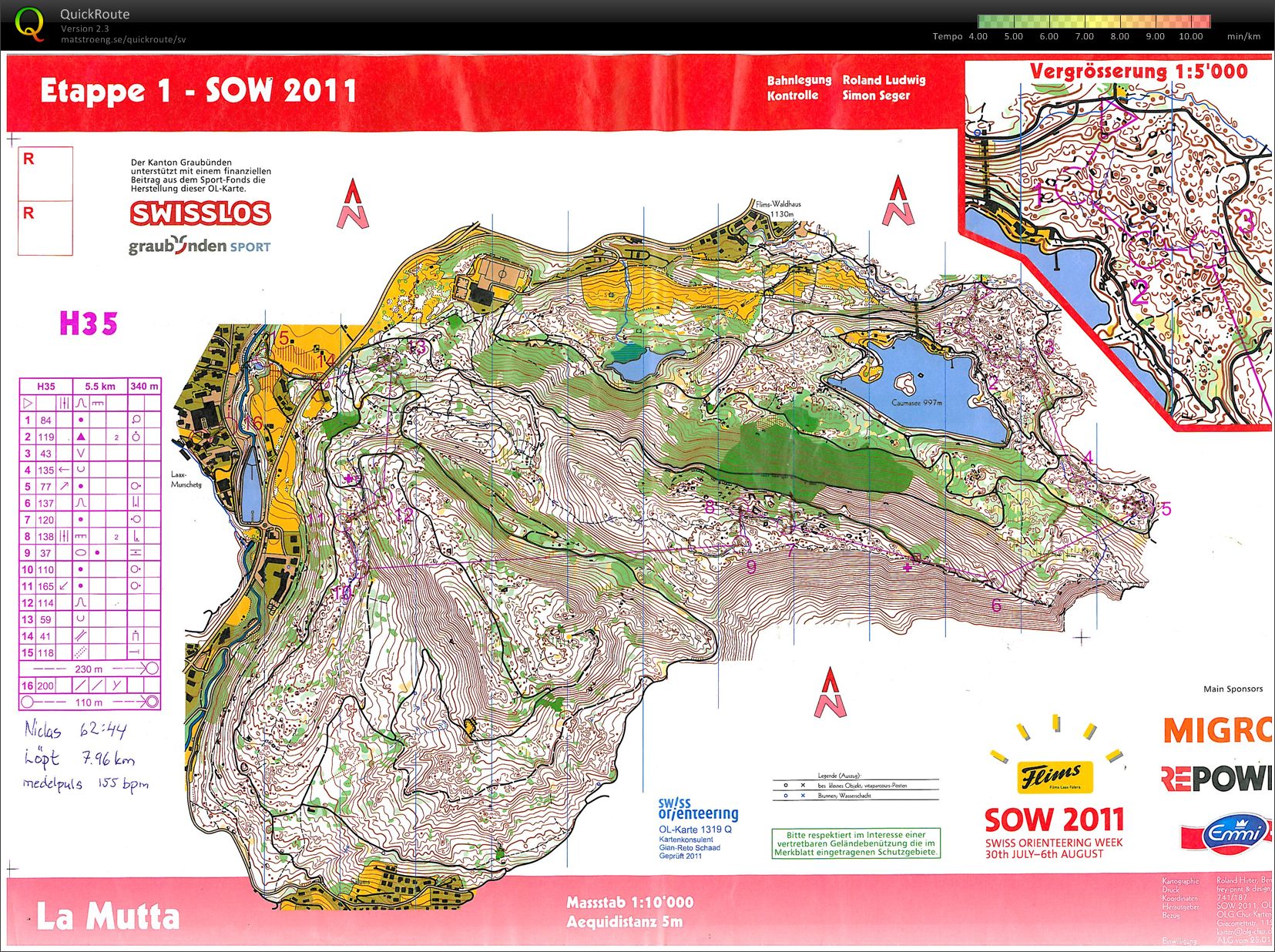 Etapp1 La Mutta på Swiss orienteering week(SOW)  (2011-07-31)
